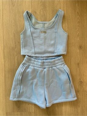 FIVE dancewear Girls' Light Blue Cropped Tank and Shorts Set